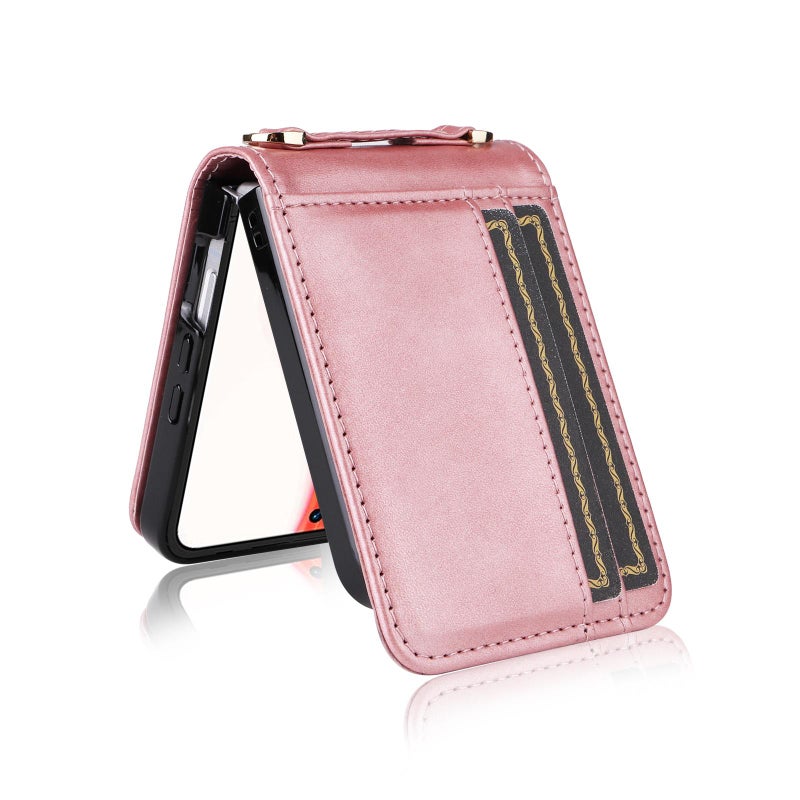 HuHa Case Cover For Infinix Zero Flip Crossbody Card Bag PU Folding Phone Case(Pink) - Image 5
