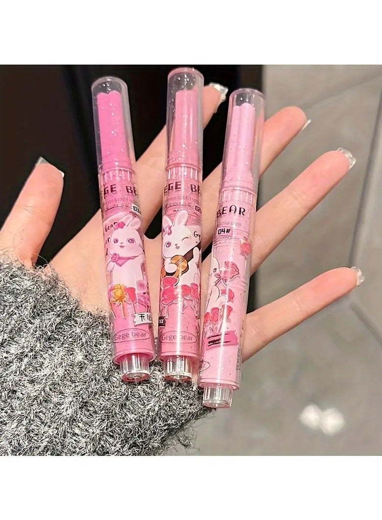 Gege bear Luxurious Lip Honey Stick - Moisturizing, Mirror Glow, Natural Nude Shade, Water Light, Low Saturation Lip Glaze for Music Festival, Student-Friendly, Affordable Makeup Essential SET B #4 #5 #6 - Image 2