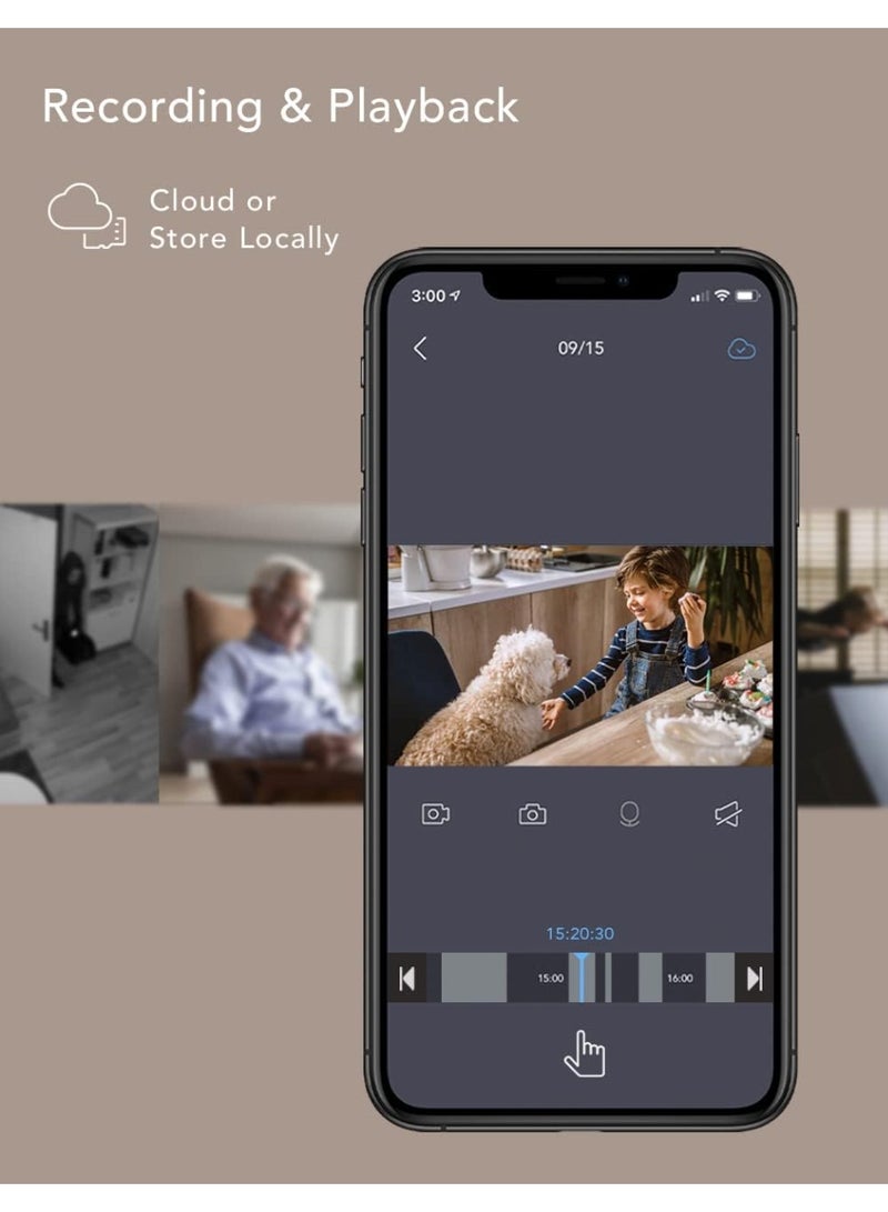 Nooie مراقب الأطفال نووي مع كاميرا 2 حزمة، كاميرا مراقبة الأطفال واي فاي، 360 درجة 1080P، كاميرا ذكية للأطفال مع تتبع الحركة، رؤية ليلية، صوت ثنائي الاتجاه وكشف الصوت، يعمل مع أليكسا، بطاقة SD والسحابة - Image 3