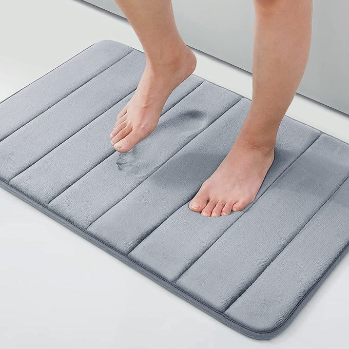 MEMORY FOAM BATH MAT 40 X 60 CM EXTRA SOFT NONSLIP BATHROOM MAT SUPER ABSORBENT BATH MATS FOR BATHROOM FLOOR MACHINEWASHABLE DRY BATH RUG FOOT MAT LIGHT GREY
