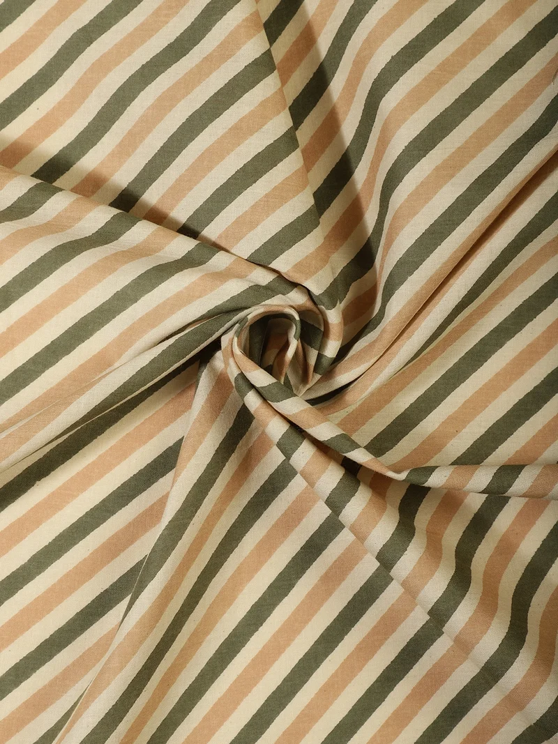 AKS Sage Green & Beige Diagonal Stripe Fabric
