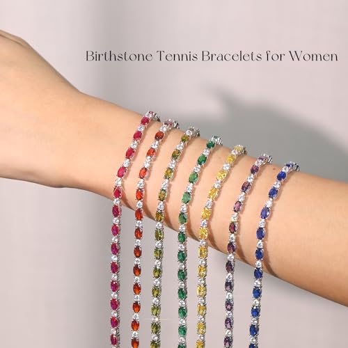 FANCIME May Birthstone Bracelets Sterling Silver Created Emerald Tennis Bracelet Emerald Fine Jewelry Gift for Women - Image 4