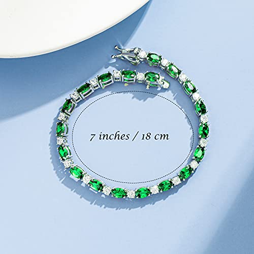 FANCIME May Birthstone Bracelets Sterling Silver Created Emerald Tennis Bracelet Emerald Fine Jewelry Gift for Women - Image 5