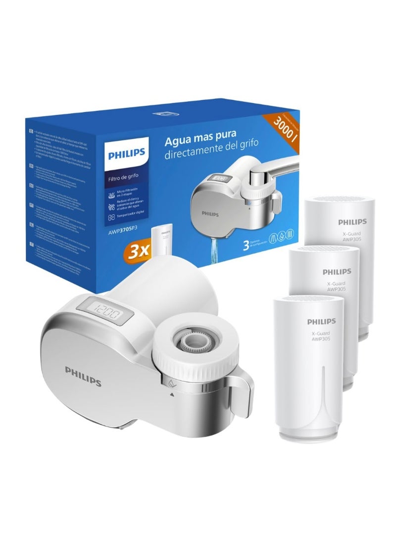 Philips Water فلتر فيليبس على الصنبور، شاشة رقمية، X-Guard عمودي (3 خراطيش) - Image 1