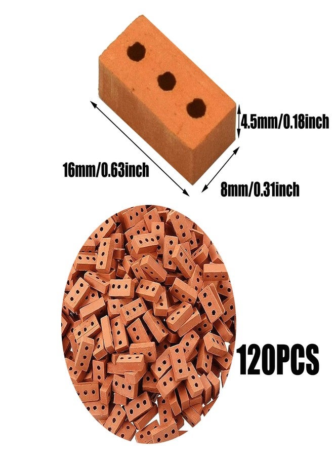 Cayway 120 PCS Mini Bricks for Landscaping, Crafts & Dollhouses - Realistic Fake Bricks with 3 Holes - Mini Red - Image 2