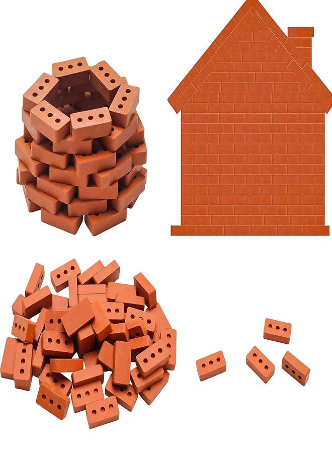 Cayway 120 PCS Mini Bricks for Landscaping, Crafts & Dollhouses - Realistic Fake Bricks with 3 Holes - Mini Red - Image 4