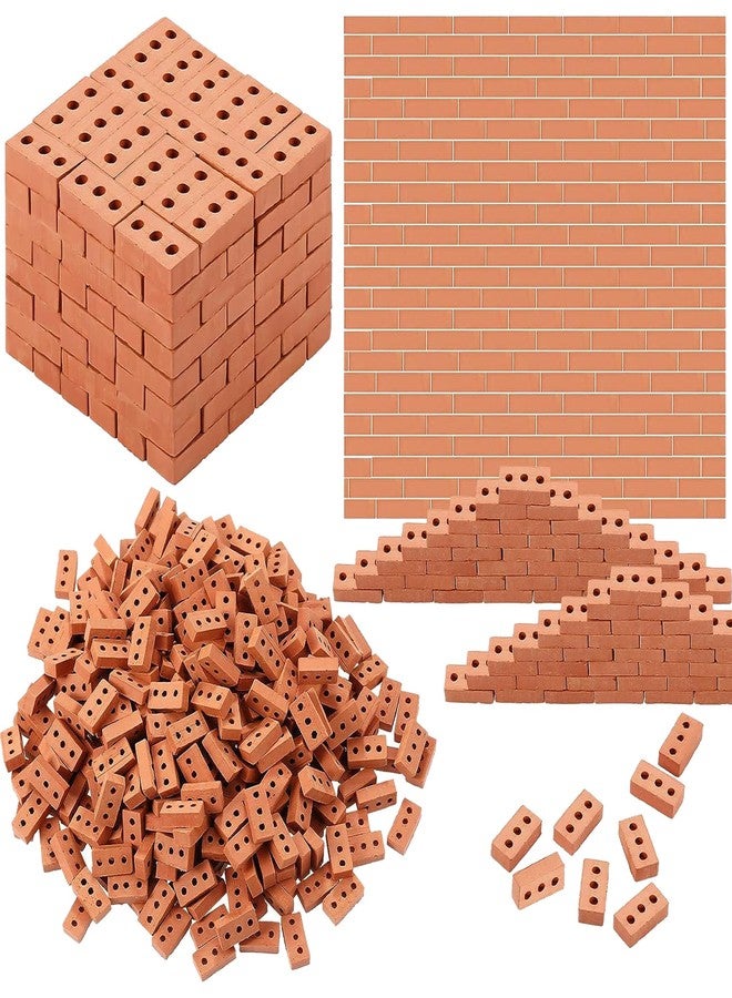 Cayway 120 PCS Mini Bricks for Landscaping, Crafts & Dollhouses - Realistic Fake Bricks with 3 Holes - Mini Red - Image 1