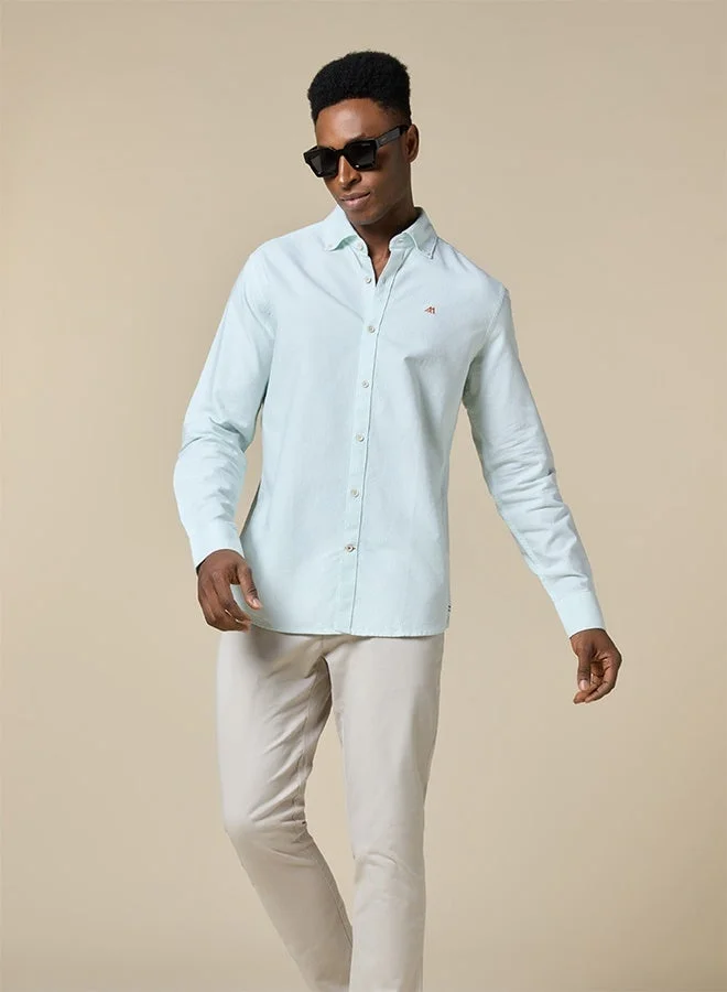 تكلف The Fresh Stripe Light Green Oxford Shirt with Vibrant Weav
