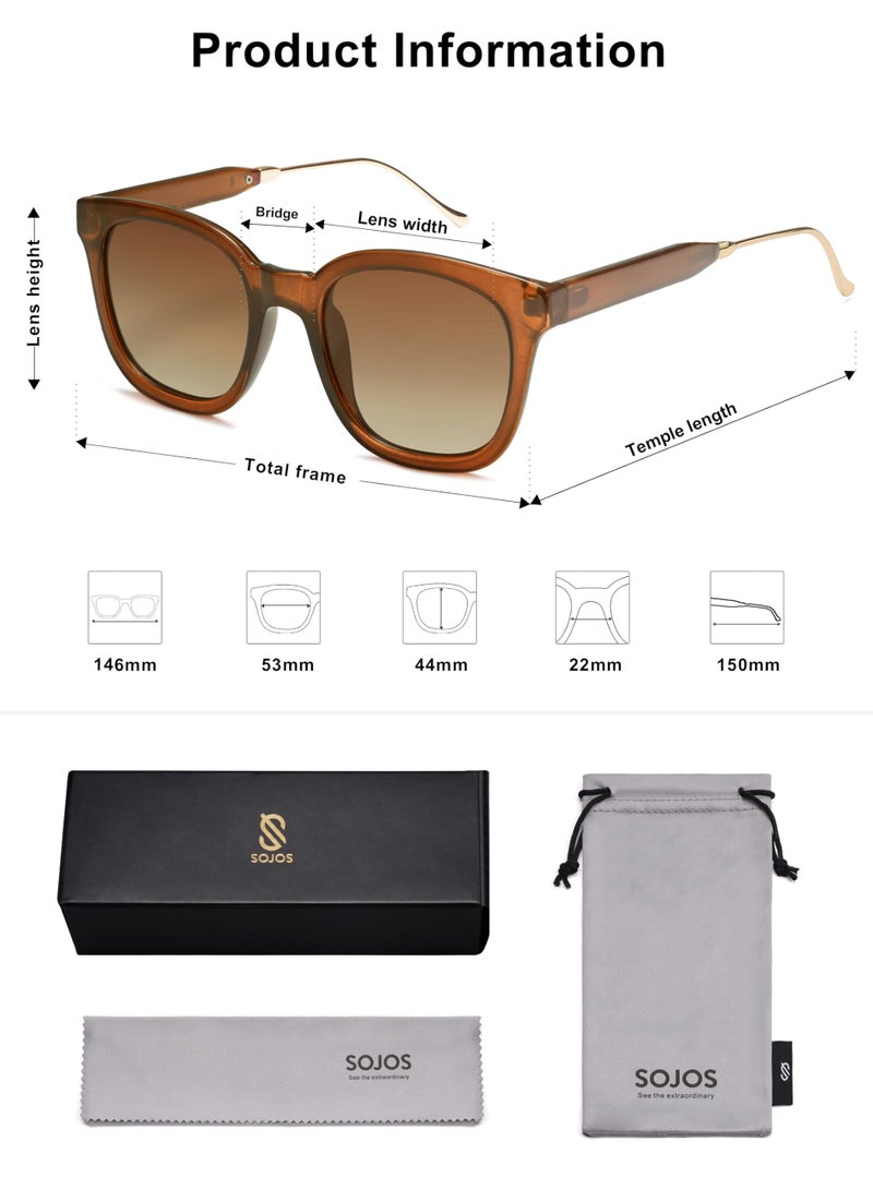 SOJOS Classic Square Polarized Sunglasses Womens Mens Retro Trendy UV400 Sunnies SJ2050, Dark Brown/Brown - Image 5