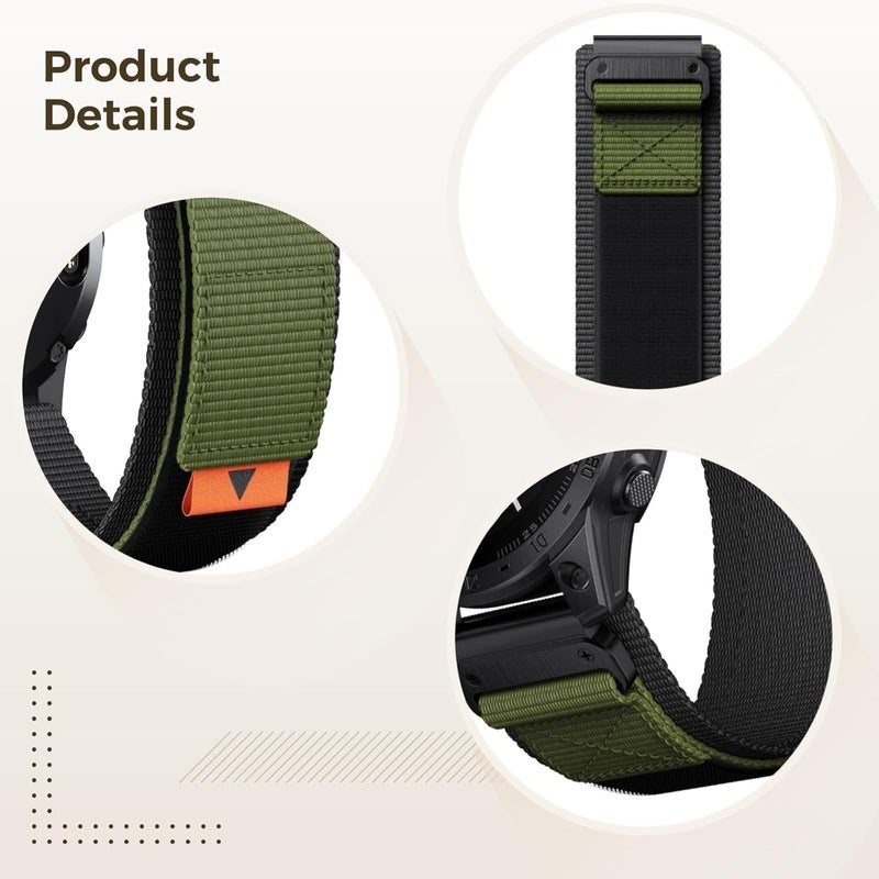 Adjustable 26Mm Military Green Strap for 7X Pro and Epix Gen 2, Quick Release Nylon Watch Band for Outdoor and Daily Use - Image 2