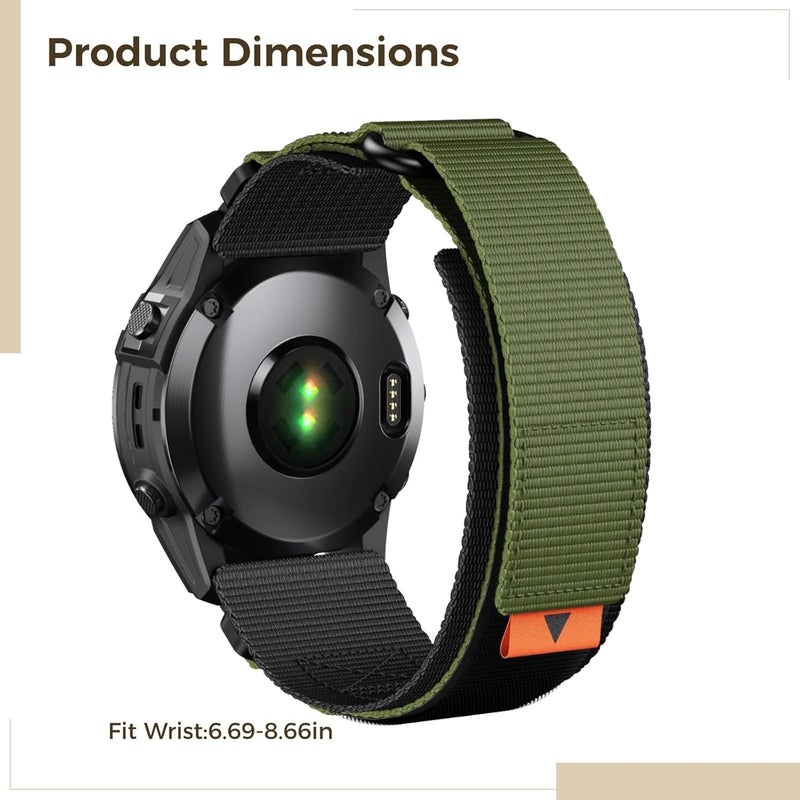 Adjustable 26Mm Military Green Strap for 7X Pro and Epix Gen 2, Quick Release Nylon Watch Band for Outdoor and Daily Use - Image 3
