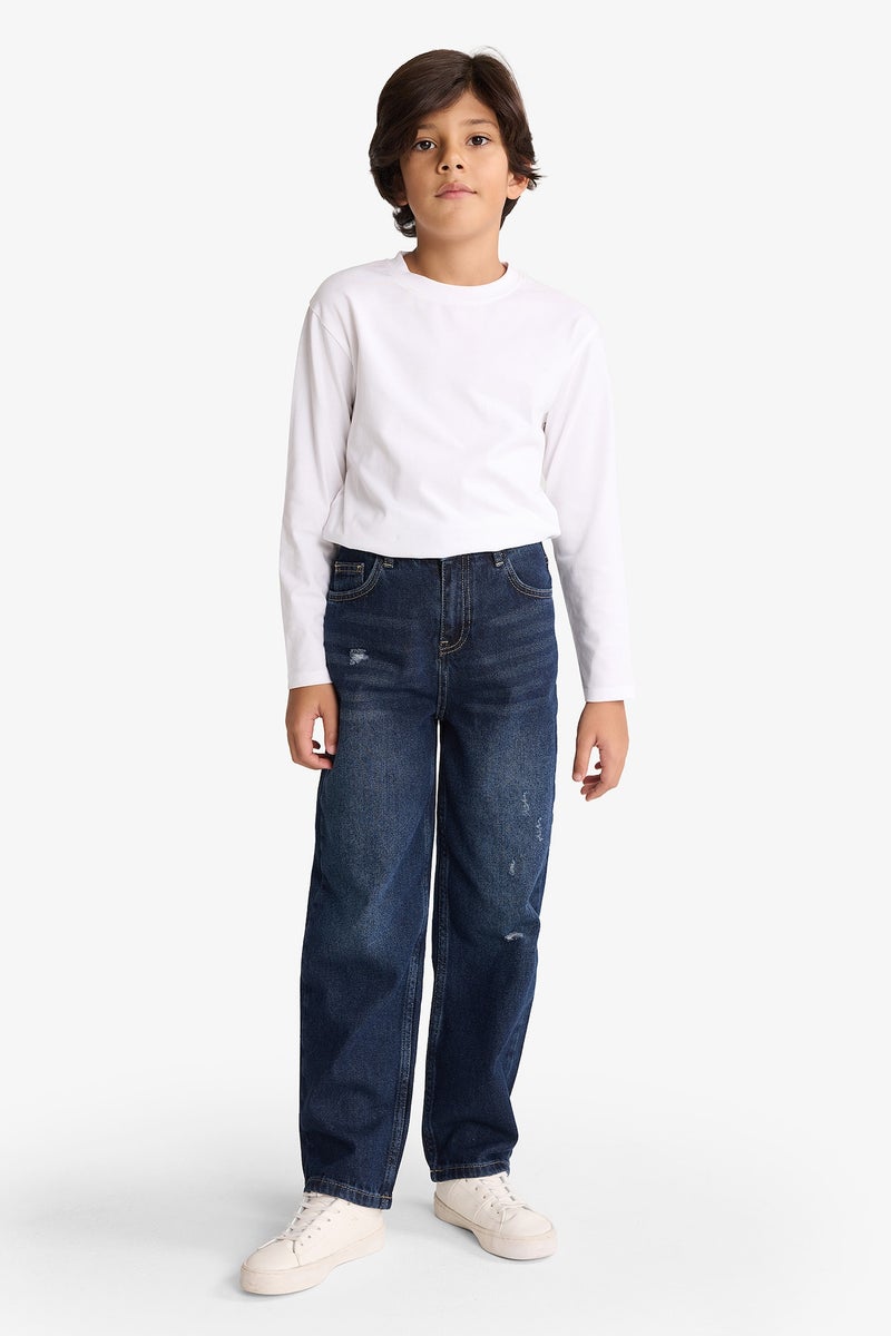 DeFacto Boy Loose Fit Ripped Detail Straight Leg Jeans - Image 1