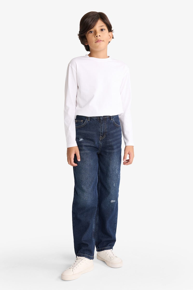DeFacto Boy Loose Fit Ripped Detail Straight Leg Jeans - Image 3