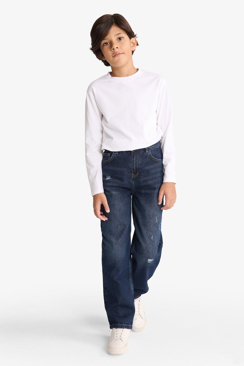 DeFacto Boy Loose Fit Ripped Detail Straight Leg Jeans - Image 2