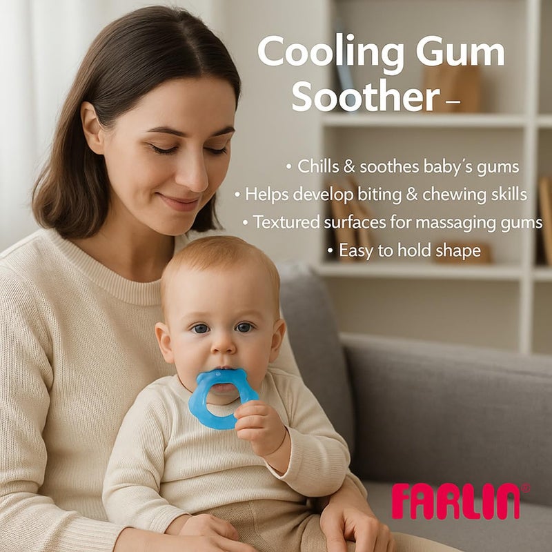 FARLIN BF-148 Water Filled Cooling Gum Soother, Relieves Teething Discomfort, Clear Hygienic Design, Safe Gum Massager, Easy-to-Grasp, Soft and Soothing Teether for Babies (4M+), Multicolor - Image 3