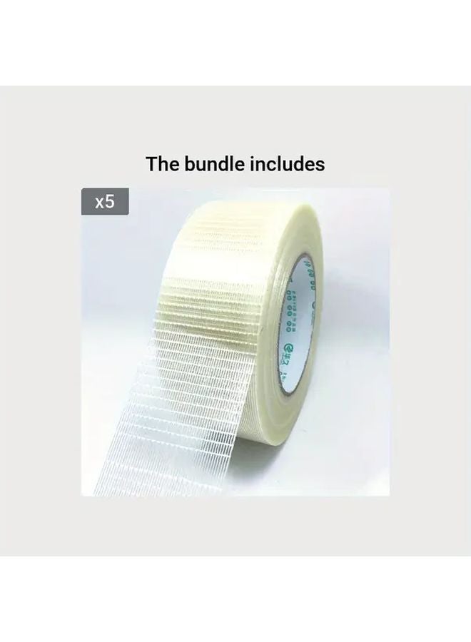 Heavy Duty Transparent Fiberglass Strapping Tape 10mm Width 25m Length Waterproof - Image 1