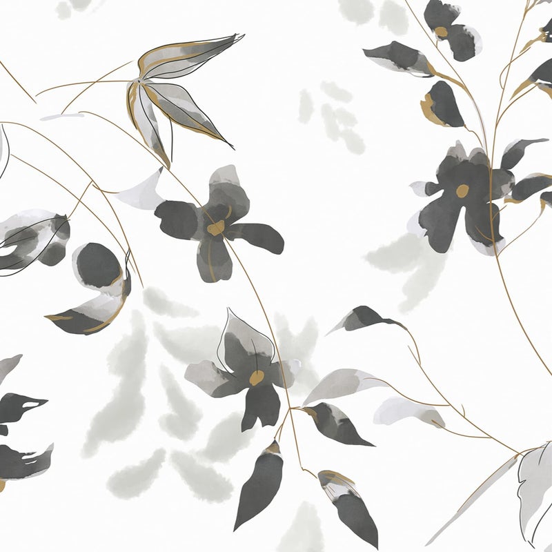 HeloHo Black and White Peel and Stick Wallpaper Modern Floral Wallpaper Leaf Self Adhesive Removable Wall Paper Boho Waterproof Contact Paper for Bathroom Living Room Bedroom Decor 1535in x 787in