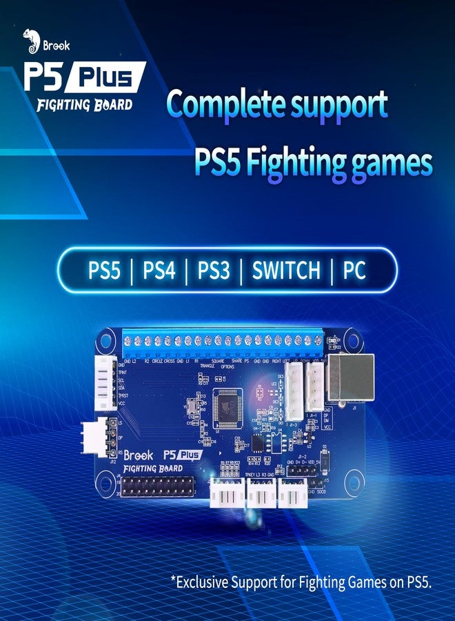 Brook P5 Plus Fighting Board - Pre-Installed Header Version, Lightning-Quick Response Times to Dominate The Fight. Arcade Stick PCB for PS5 Fighting Games, PS4, PS3, NS and PC(X-Input) Consoles - Image 2