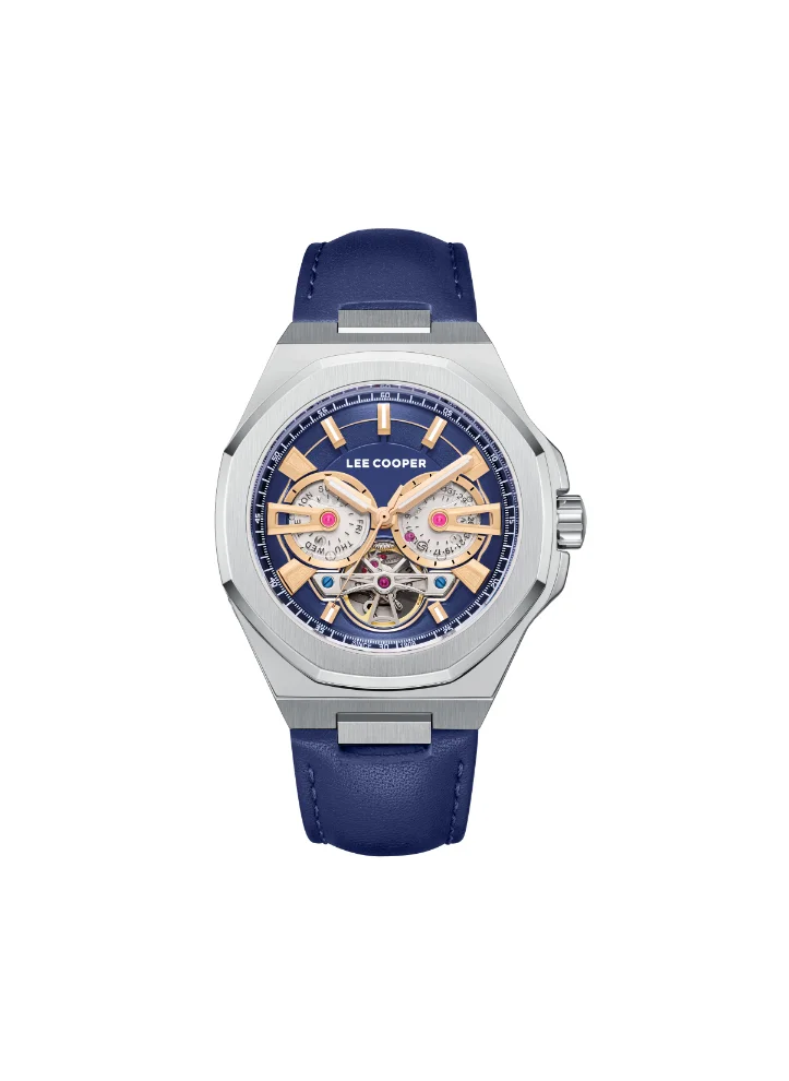 لي كوبر LEE COOPER LC08125.399 Men Automatic Display Watch & Leather Strap Dark Blue