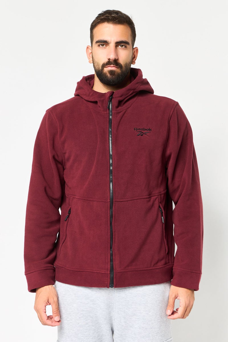 Reebok Men Sportswear Fit Long Sleeve Hoodies, Maroon - Image 1