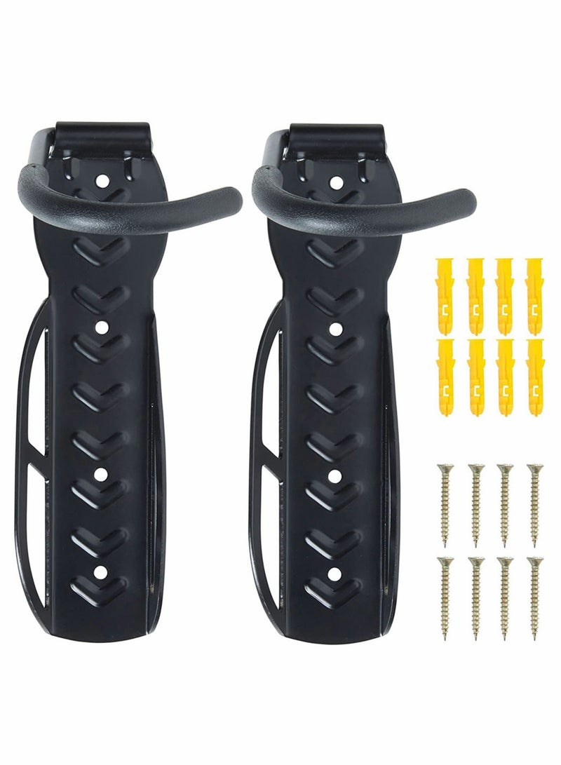 Bike Wall Mounts, Heavy Duty Vertical Wall Mounted Bicycle Storage Hanging Hooks for Indoor Or Outdoor Road Or Mountain Bikes (Black) 2PCS