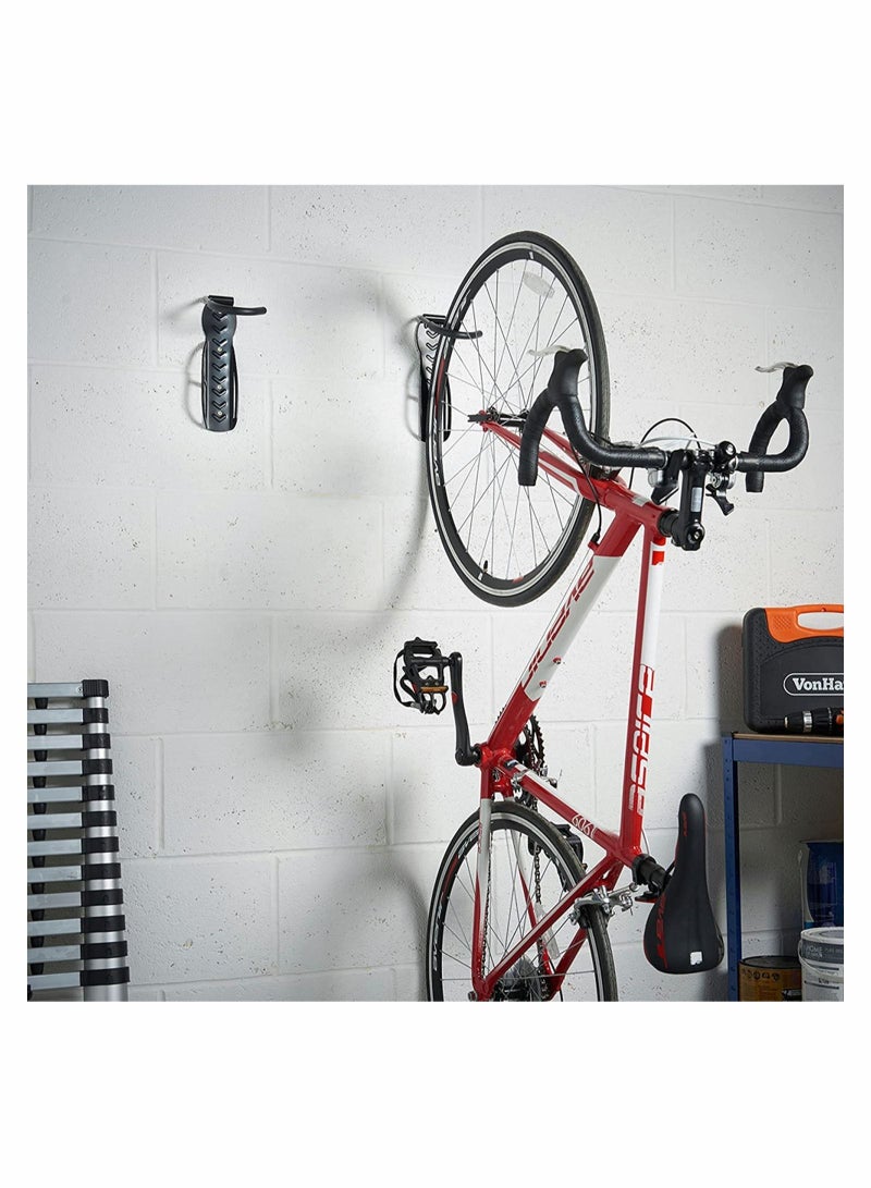 Bike Wall Mounts, Heavy Duty Vertical Wall Mounted Bicycle Storage Hanging Hooks for Indoor Or Outdoor Road Or Mountain Bikes (Black) 2PCS