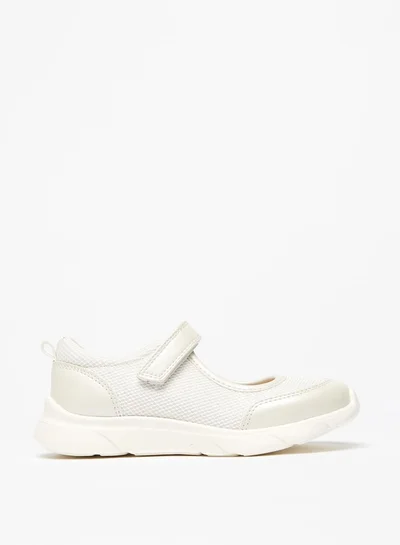 جونيورز Girls Textured Mary Jane Shoes with Hook and Loop Closure