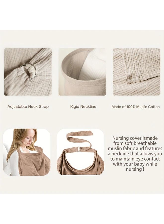 Grey Nursing Cover With Rigid Hoop Breathable Multi Use Breastfeeding Apron Car Seat Canopy - Image 3