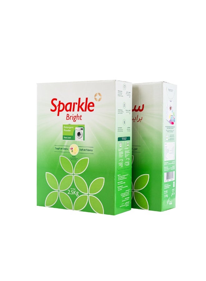 Sparkle Bright Laundry Detergent Powder- 2X2.5 Kg (Front Load), Removes Tough Stains In 1 Wash, Fast Dissolving Chlorine-free Formula, No Colour Transfer After Repeated Wash, Long-lasting Fragrance, F