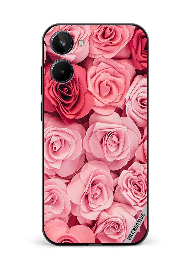 VR CREATIVE Protective Case Cover For Realme 10 Pink Rose Flowers Design Multicolour - Image 1