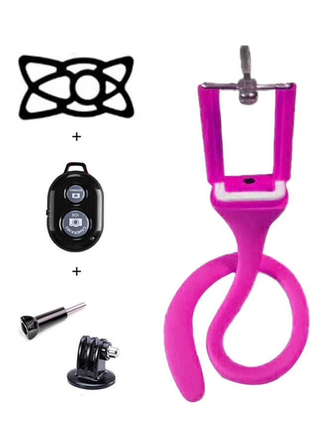 NIBEMINENT Multifunctional Selfie Stick Silicone Wireless Remote Control Phone Holder Pink 