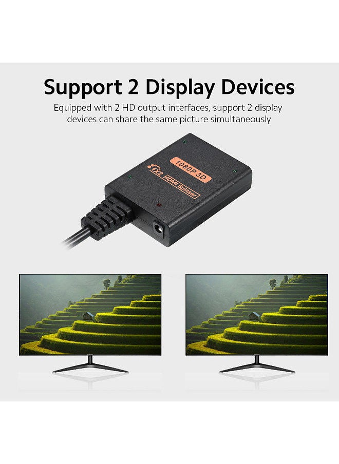 Generic - HD Splitter 1 in 2 out 1080P Image Quality 3D Effect Compatible with PC/Laptop/Game Console/Set-top Box/Projector/TV/Monitor - Image 1