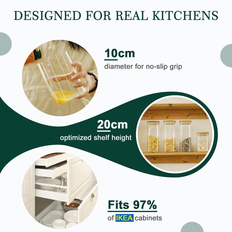 LIBWYS 4-Pack Glass Pantry Storage Containers with Bamboo Lids1.22Qt - Stackable Square Food Jars for Pantry Organization, Coffee, Flour, Snacks, Tea | Kitchen Canisters Set - Image 5