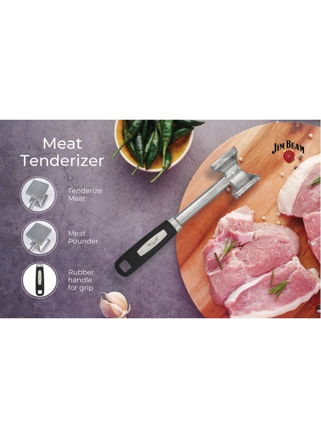 Jim Beam JB0196 Stainless Steel Heavy Duty Construction Meat Tenderizer with Soft Grip Handle, Silver - Image 5