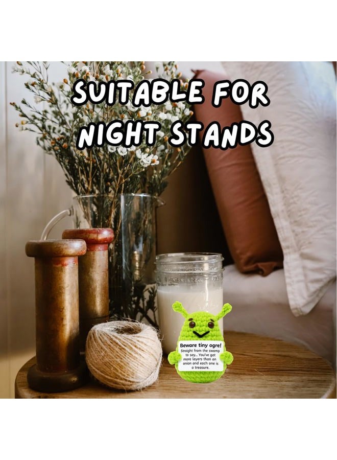 M.O.Q. Handcrafted Inspirational Green Ogre Crochet Doll Stocking Stuffer Dirty Santa White Elephant Birthday Gifts for Women Men Him Her - Positive Emotional Support Small Funny Cute Crochet Potato - Image 5