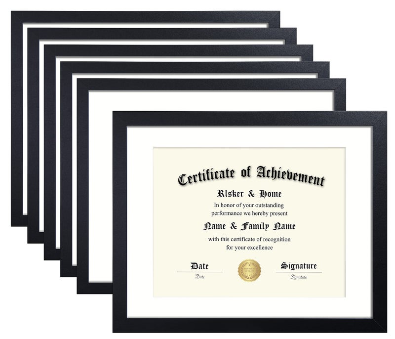 ELSKER&HOME ELSKERHOME 11x14 Diploma Frame 6 Pack Diploma Frames 85x11 with Mat or 11x14 Document Frame without MatMultipack College CertificateDegree Frames for wallSet of 6 