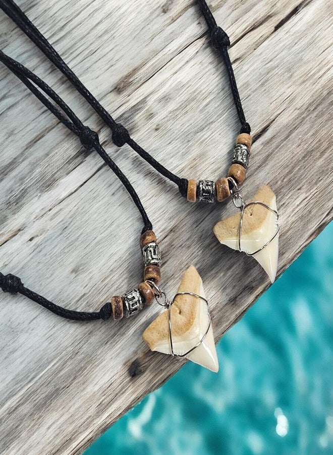 BlueRica Shark Tooth on Adjustable Black Cord Necklace (3U) - Image 2