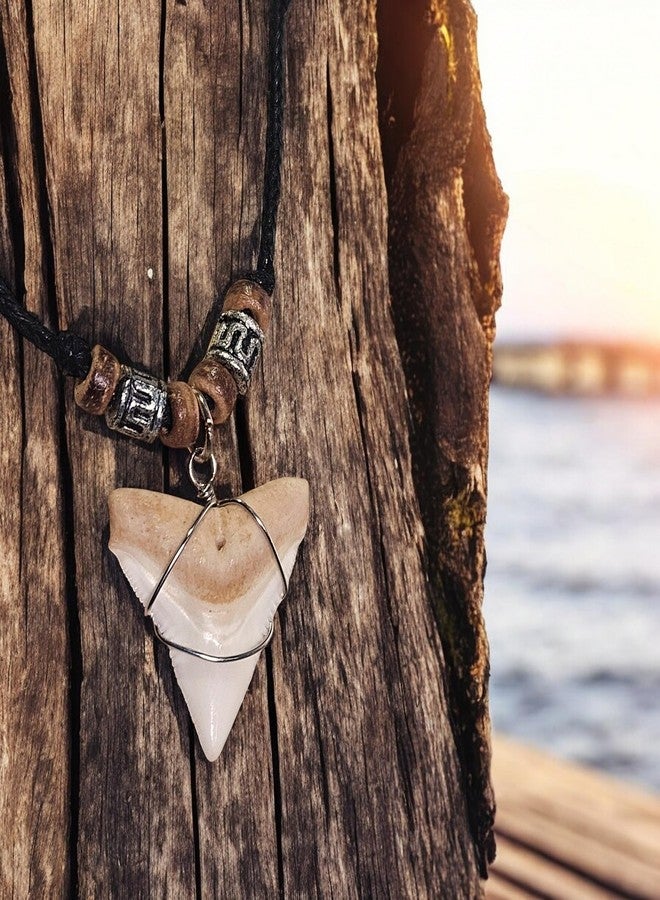 BlueRica Shark Tooth on Adjustable Black Cord Necklace (3U) - Image 3