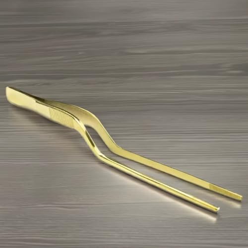NJ OVERSEAS NJ Golden Culinary Chef Tweezer 6.3 Inches, Food Placement Tweezer, tweezer design styling Stainless Steel Bayonet forceps Precision Tongs with Offset Fine Tip - 1 Pc. (Golden) - Image 4
