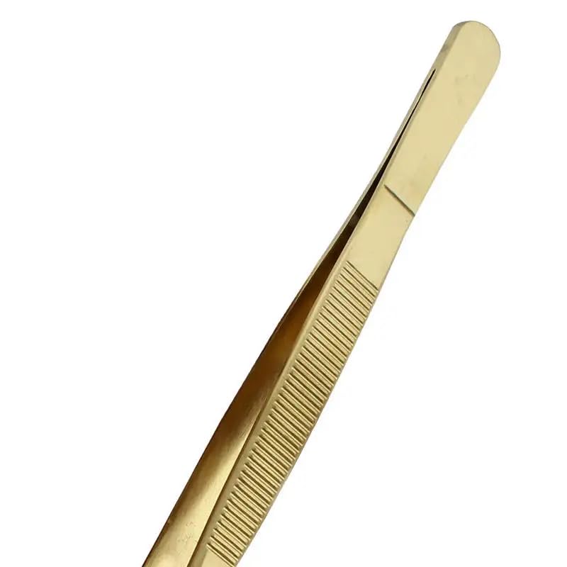 NJ OVERSEAS NJ Golden Culinary Chef Tweezer 6.3 Inches, Food Placement Tweezer, tweezer design styling Stainless Steel Bayonet forceps Precision Tongs with Offset Fine Tip - 1 Pc. (Golden) - Image 2