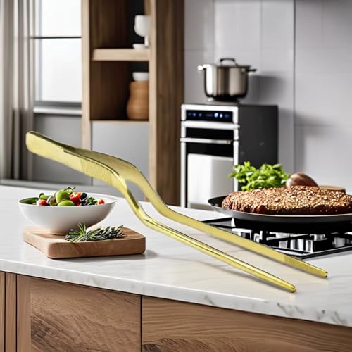 NJ OVERSEAS NJ Golden Culinary Chef Tweezer 6.3 Inches, Food Placement Tweezer, tweezer design styling Stainless Steel Bayonet forceps Precision Tongs with Offset Fine Tip - 1 Pc. (Golden) - Image 5