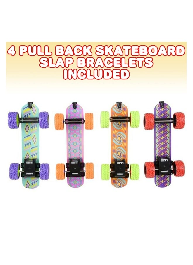 Generic Pull Back Skateboard Slap Bracelets, Set of 4, Skateboard Bracelets for Kids with Pullback Motion, Wristbands for Children in 4 Different Designs, Skate Board Party Favors, Teenager Children Toys  - Image 4