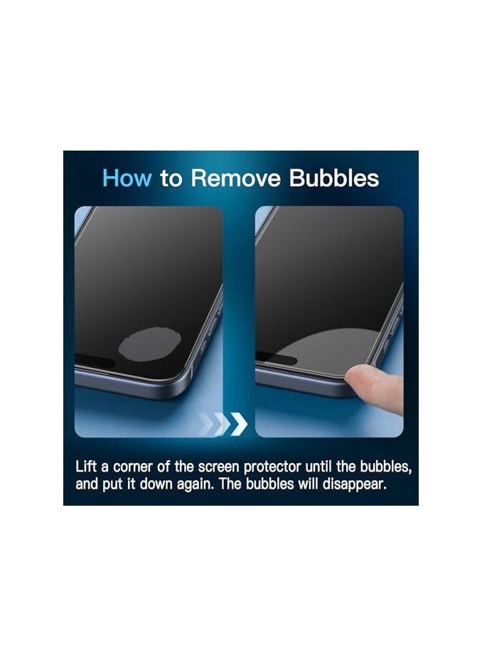 جي تيك شاشة خصوصية من JETech لهاتف iPhone 15 Plus مقاس 6.7 بوصة مع عدسة كاميرا للخصوصية، طبقة زجاجية مضادة للتجسس، أداة سهلة التركيب، عبوة لكل منتج - Image 5