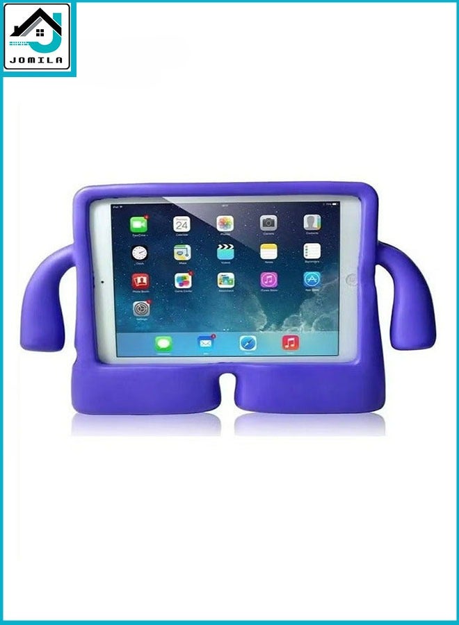 جراب EVA مقاوم للصدمات للأطفال مع مقبض وحامل لجهاز iPad 10.2 الجيل التاسع، غطاء متين لامع (أرجواني)