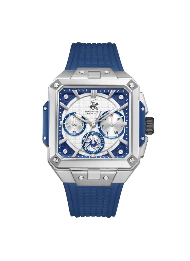 بيفرلي هيلز بولو كلوب BEVERLY HILLS POLO CLUB BP3742X.339 Men's Multi Function Display Watch & Silicone Strap Dark Blue