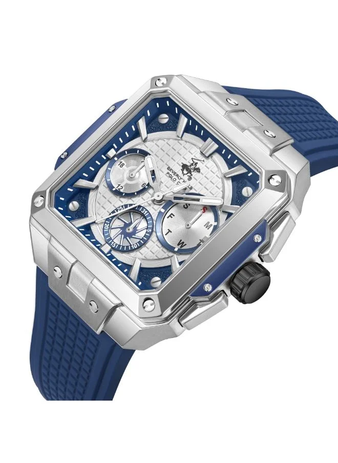 بيفرلي هيلز بولو كلوب BEVERLY HILLS POLO CLUB BP3742X.339 Men's Multi Function Display Watch & Silicone Strap Dark Blue