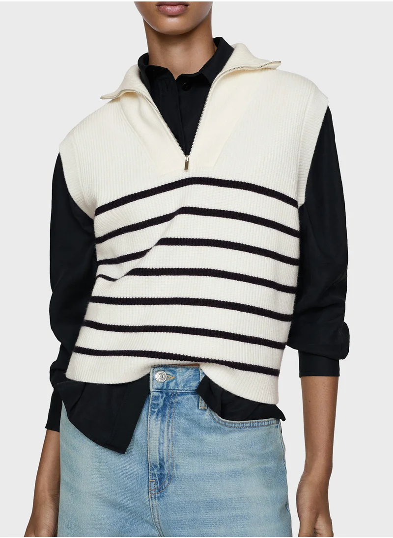 مانجو Casual Gilet With Zip Sweater