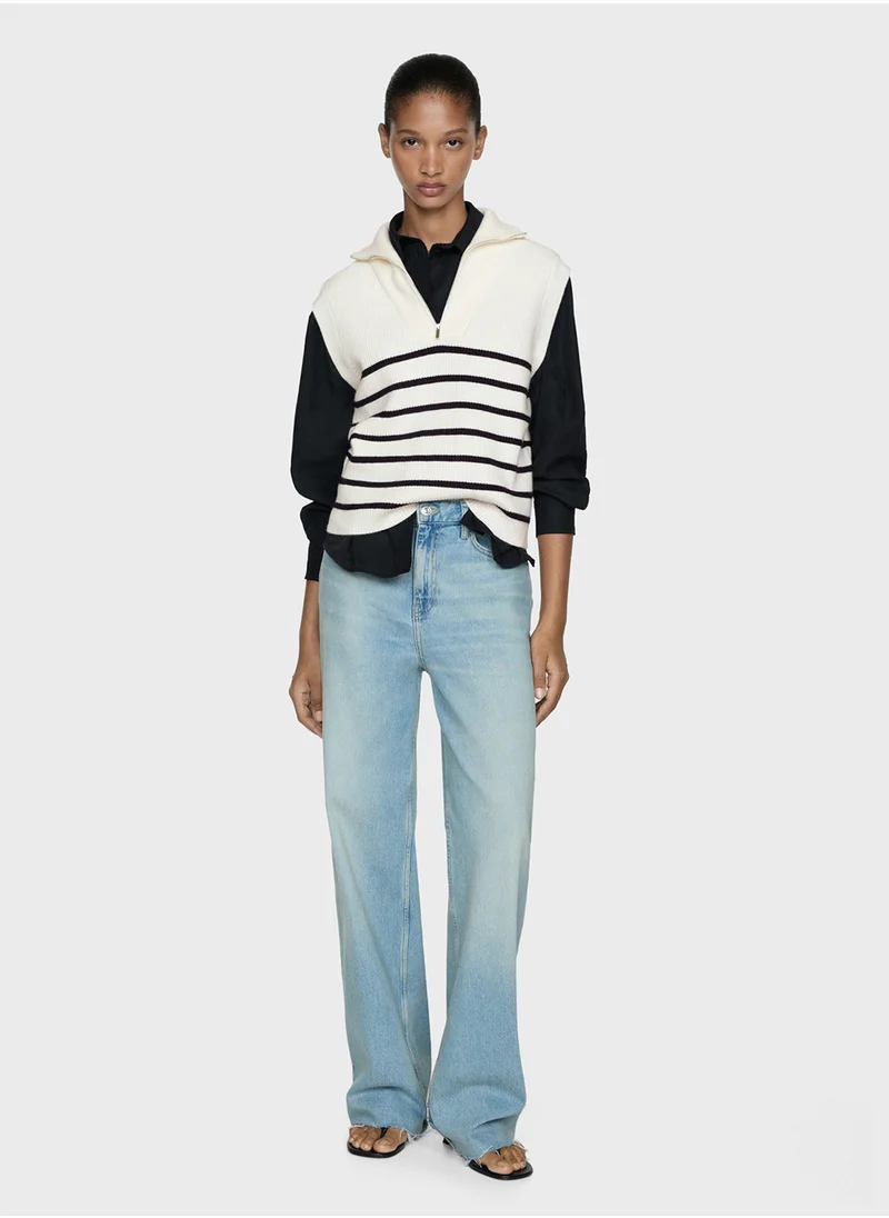 مانجو Casual Gilet With Zip Sweater