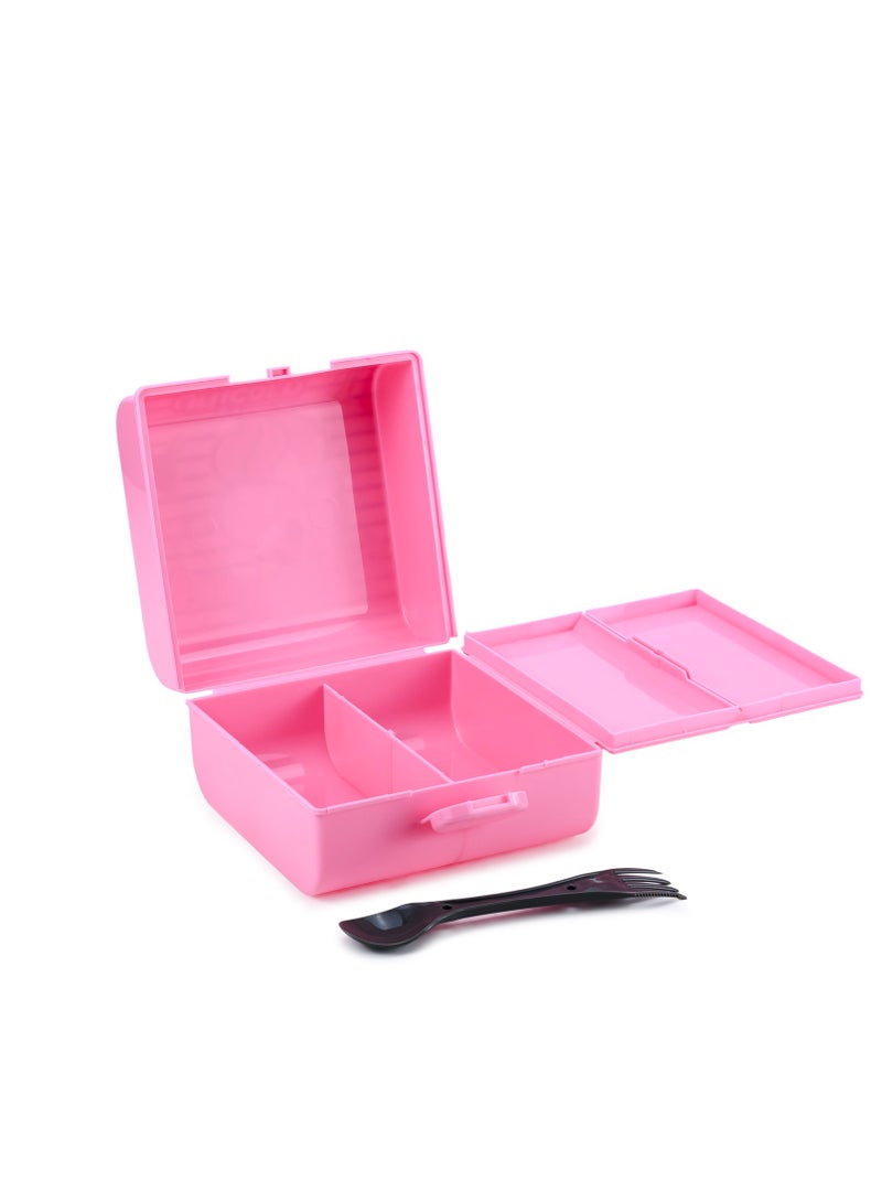 HEREVIN صندوق غداء هيرفين بطباعة يونيكورن باللون الوردي للأطفال – حاوية طعام من بولي بروبيلين (PP) خالية من BPA مع غطاء قفل Snap - Image 3