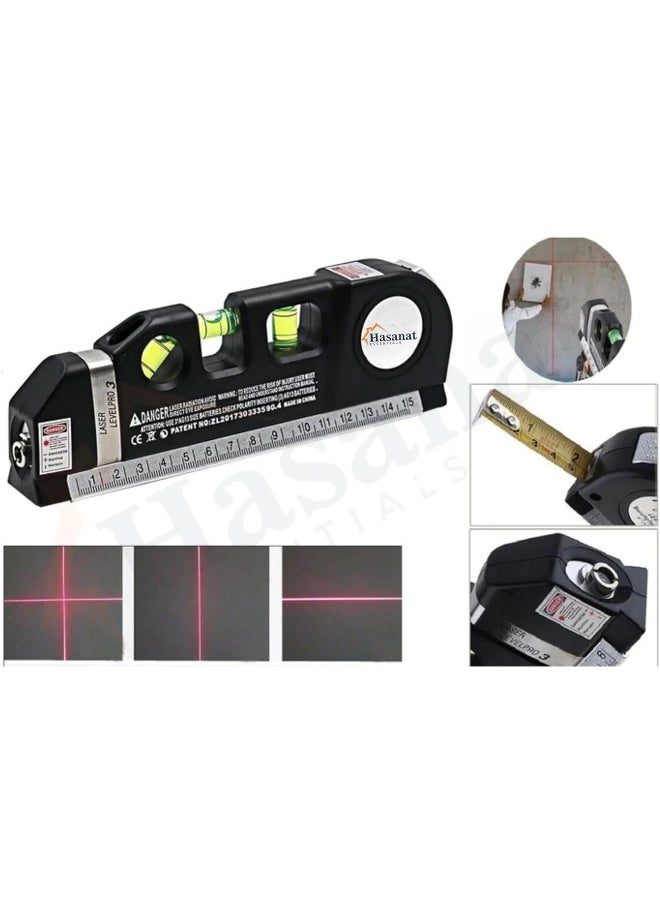 HASANAT ESSENTIALS Laser Level Tool Multipurpose Laser Level Kit Standard Cross Line Leveler Beam Tool with Measure Tape Ruler Adjusted Metric Rulers  - Image 4